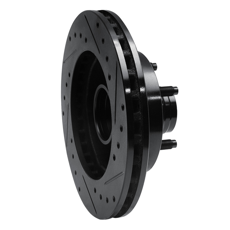 Ford Ranger Brake Rotor (1) - Front Left - R1 Concepts - Drilled & Slotted - Black - `98-`02